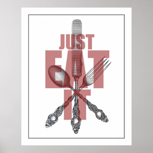Küche Utensils Art | Nur essen es lustig Poster (Vorne)