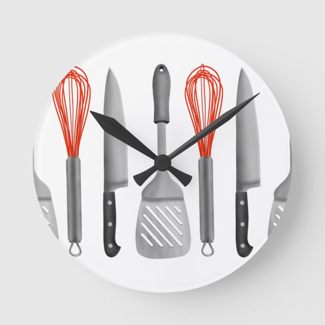 Küche Utensils Runde Wanduhr (Vorderseite)