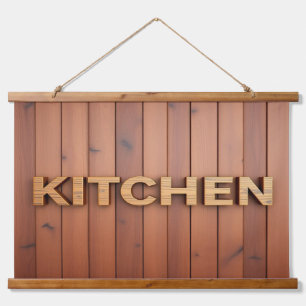 KÜCHE Wandteppich Mit Holzrahmen