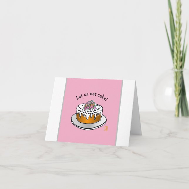 Kuchen auf Pink Lass uns Kuchen essen! Gefaltete G Karte (Vorderseite)