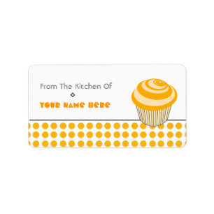 Küchen-Aufkleber - orange kleiner Kuchen und Adressaufkleber
