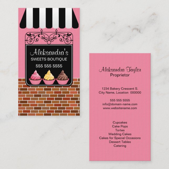 Kuchen-Bäckerei-Butike Visitenkarte (Vorne/Hinten)