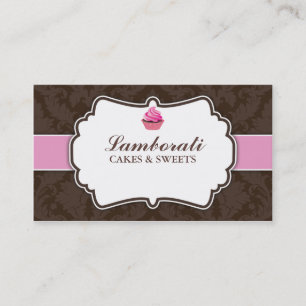 Kuchen-Bäckerei-eleganter Damast-Blumenmuster Visitenkarte