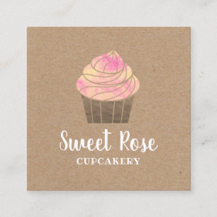 Kuchen-Bäckerei-Gebäck Cupcakery rustikales Quadratische Visitenkarte