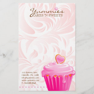 Kuchen-Bäckerei-Gebäck-Kochs-Rosa-Herz verlässt Briefpapier