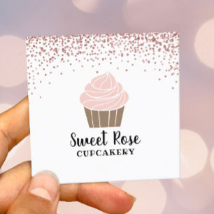 Kuchen-Bäckerei-niedlicher Rosen-GoldConfetti Quadratische Visitenkarte