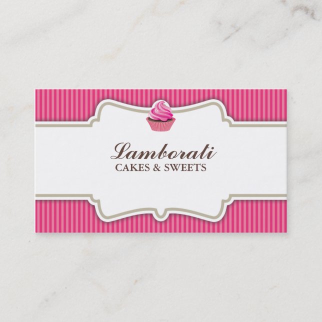 Kuchen-Bäckerei-Rosa-elegantes modernes Retro Visitenkarte (Vorderseite)