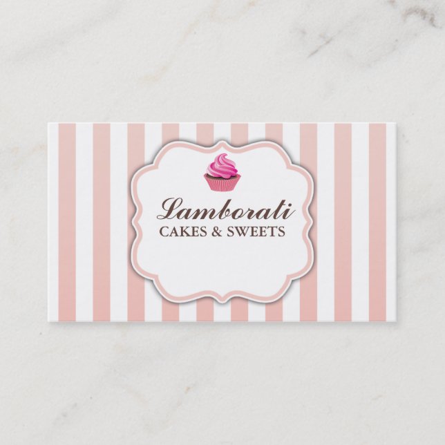 Kuchen-Bäckerei-Rosa-niedliches elegantes modernes Visitenkarte (Vorderseite)