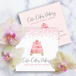 Kuchen Bäckerei Rosa Sprinkles Konditorei Nachtisc Quadratische Visitenkarte