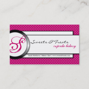 Kuchen-Bäckerei-Rosa-weiße Monogramm-Visitenkarte Visitenkarte