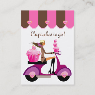 Kuchen-Bäckerei-Visitenkarte-Roller-Mädchen-Rosa Visitenkarte
