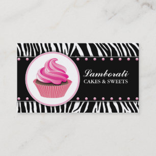 Kuchen-Bäckereizebra-Druck-Rosa-elegantes modernes Visitenkarte