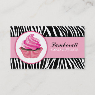 Kuchen-Bäckereizebra-Druck-Rosa-elegantes modernes Visitenkarte