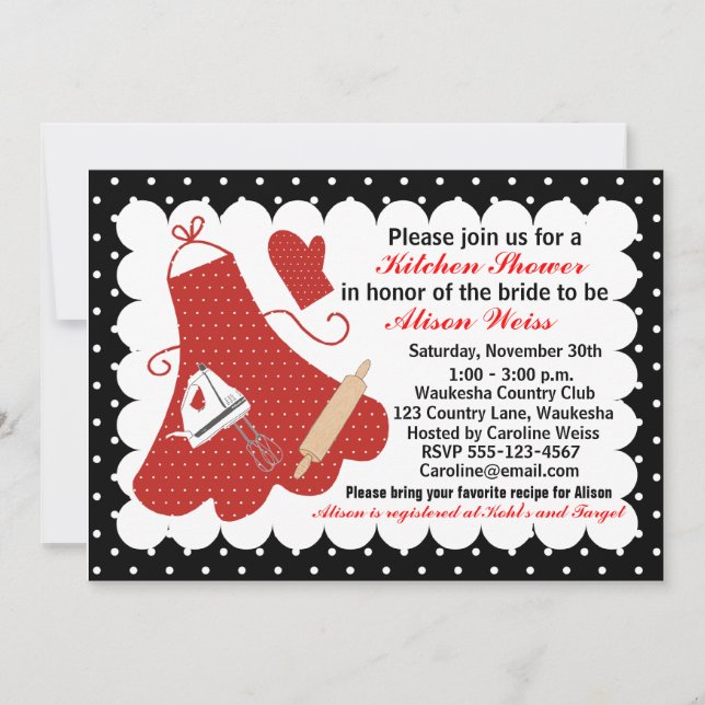 Küchen-Brautparty-Einladung Einladung (Vorderseite)