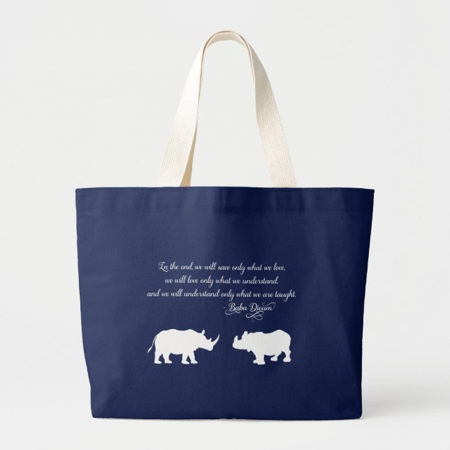 Kuchen Dioum Zitat, Rhino-Taschentasche - im Ende… Jumbo Stoffbeutel (Vorne)