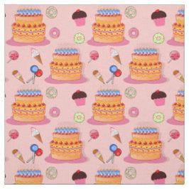 Kuchen, Eiscreme, Lollipop, Cupcakes Designmuster Stoff