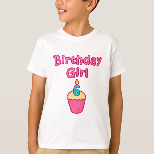 Kuchen-Geburtstags-Mädchen 6 T-Shirt (Vorderseite)