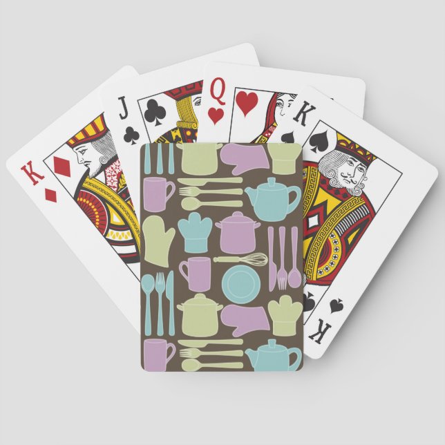 Küchen-Gerät-Muster 2 Spielkarten (Rückseite)