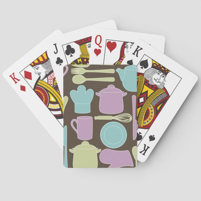 Küchen-Gerät-Muster 2 Spielkarten (Rückseite)