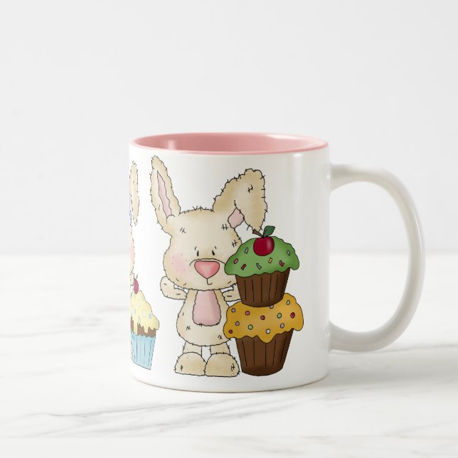Kuchen-Häschen-Tasse Zweifarbige Tasse (Rechts)
