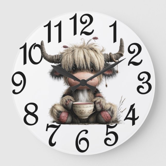 Küchen Highland-Rind Große Wanduhr (Vorderseite)