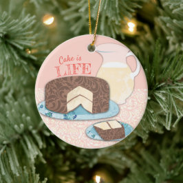 Kuchen ist das Leben Süßigkeiten Backen Weihnachte Keramik Ornament