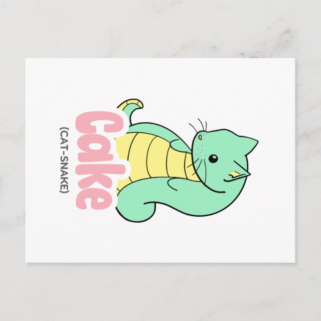 Kuchen (Katze +Schlange) Postkarte (Vorderseite)