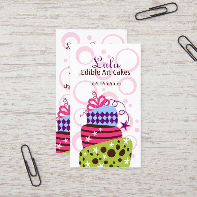Kuchen-Kunst-Bäckerei Visitenkarte (Vorderseite/Rückseite Beispiel)