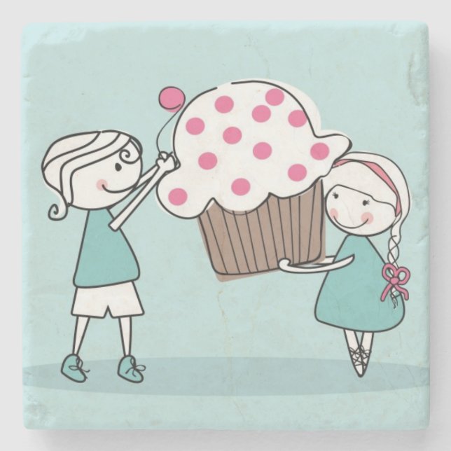 Kuchen-Liebe Steinuntersetzer (Vorderseite)