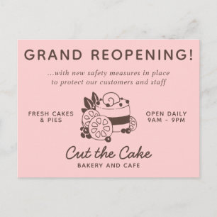 Kuchen-Logo-Bäckerei-Geschäft Wiedereröffnung Postkarte