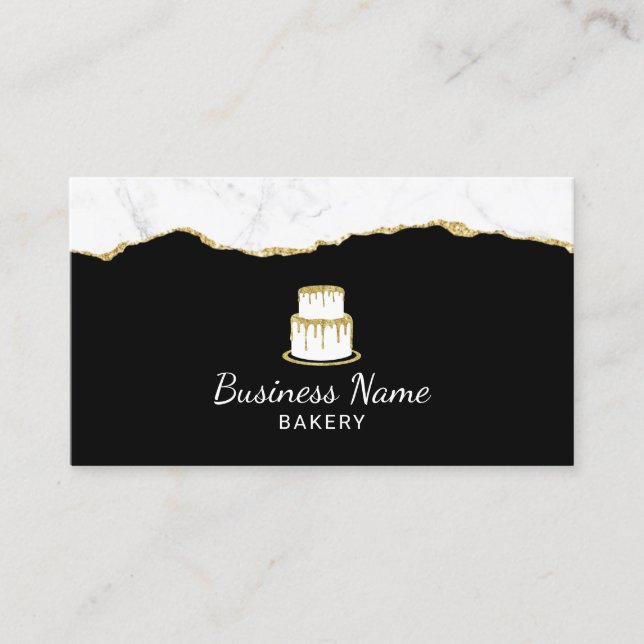 Kuchen Logo Backwaren Konditorei Koch Trendy Black Visitenkarte (Vorderseite)
