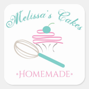 Kuchen Logo Quirl Selbstgebackene Bäckerei Schulta Quadratischer Aufkleber