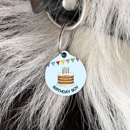 Kuchen mit farbenfrohen Banner auf Blue Birthday B Haustiermarke