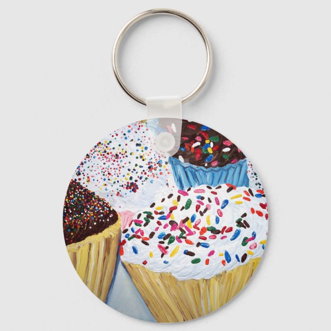 "Kuchen mit Sprinklen" Schlüsselanhänger (Vorderseite)