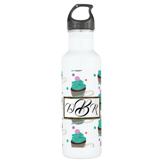 Kuchen mit Whisk Baker Monogramm Edelstahlflasche (Vorderseite)