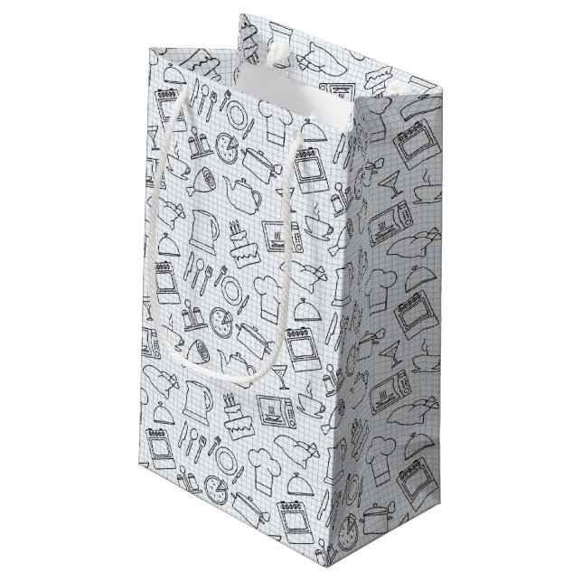 Küchen-Muster 4 Kleine Geschenktüte (Rückseite Schrägansicht)