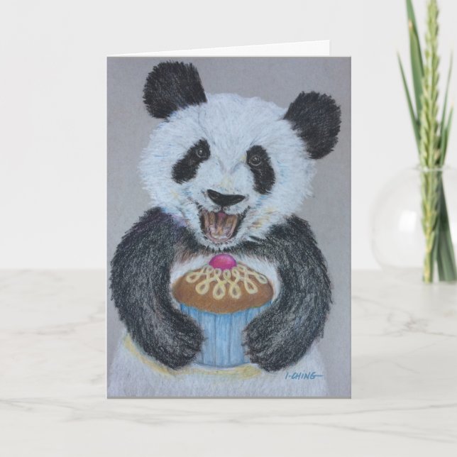 Kuchen-Panda-Geburtstags-Karte Karte (Vorderseite)