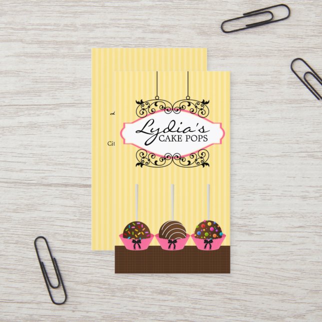 Kuchen-Pop-Bäckerei-Geschäfts-Karten Visitenkarte (Vorderseite/Rückseite Beispiel)