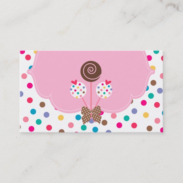 Kuchen-Pop-Geschäfts-Karten-Polka-Punkt-rosa Visitenkarte (Vorderseite)