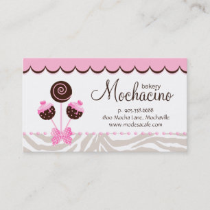 Kuchen-Pops-Geschäftskarte Bäckerei Pink Braun Zeb Visitenkarte