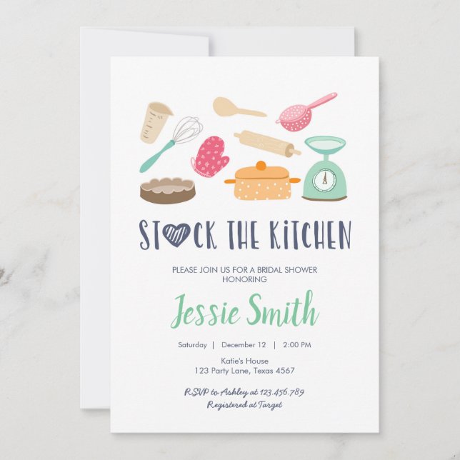 Küchen Sie das Brautparty Kochen Backen Einladung (Vorderseite)