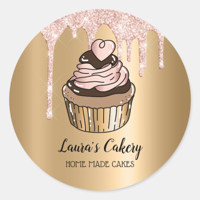 Kuchen & Süßigkeiten Cupcake Zuhause Bäckerei Trop Runder Aufkleber (Vorderseite)