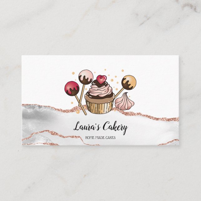 Kuchen & Süßigkeiten Cupcake Zuhause Bäckerei Trop Visitenkarte (Vorderseite)