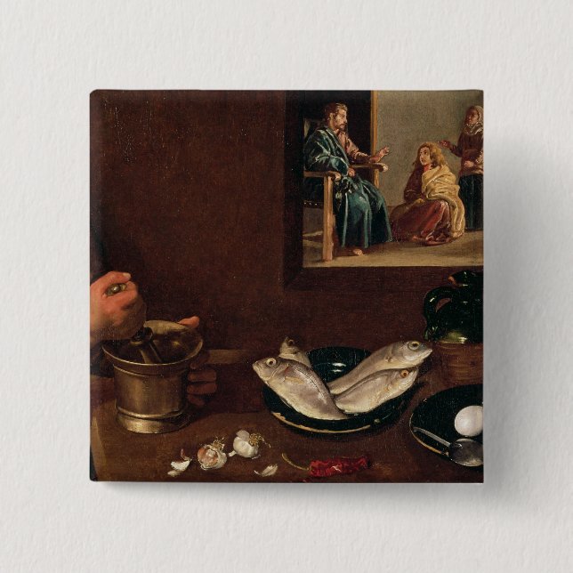 Küchen-Szene mit Christus Button (Vorderseite)