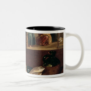 Küchen-Szene mit Christus Zweifarbige Tasse