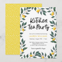 Küchen-Tee-Party Einladungs-Zitronenbaum-Blätter