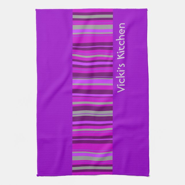 Küchen-Teetuch des rosa und lila Streifens Handtuch (Vertikal)