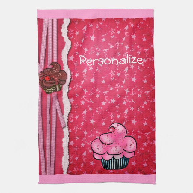 Küchen-Tuch-niedlicher rosa kleiner Kuchen Küchentuch (Vertikal)