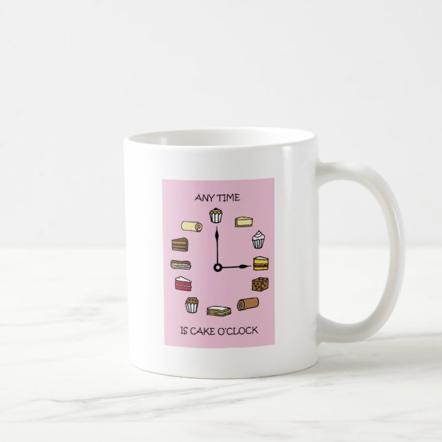 Kuchen-Uhr, Kuchen-Liebhaber-Karikatur Kaffeetasse (Rechts)