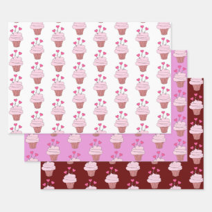 Kuchen und Herz Geschenkpapier Set